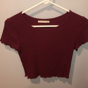 Maroon, semi cropped top.